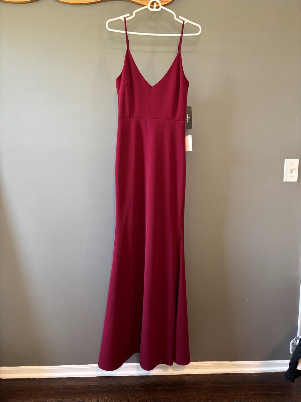 Lulu's Wine Red Spaghetti-Strap Maxi Dress